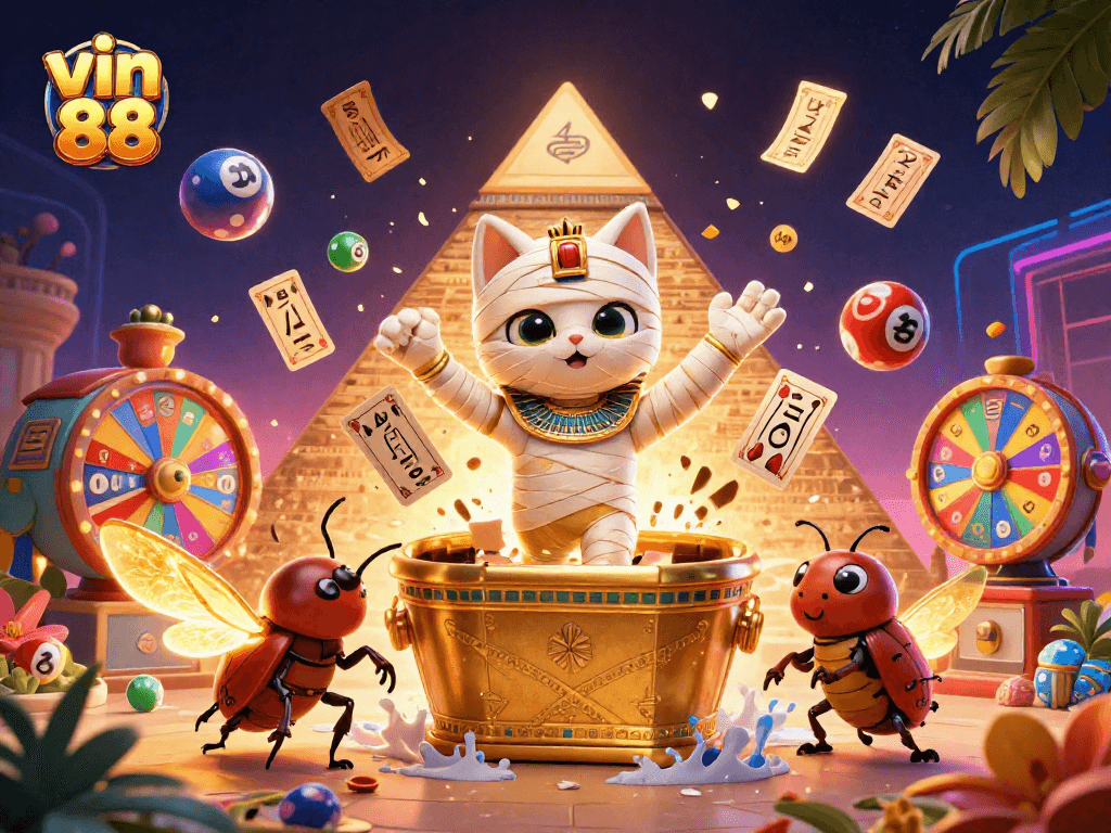 Experience excitement at vin 88 with vibrant lottery elements bursting in a dynamic casino scene.