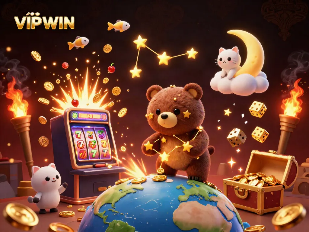 Experience winning moments at VIPWIN with slot machine jackpots and lively casino elements.