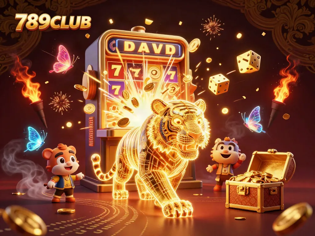 Engage with the thrilling 789CLUB digital casino experience, featuring dynamic slot machines and golden elements.