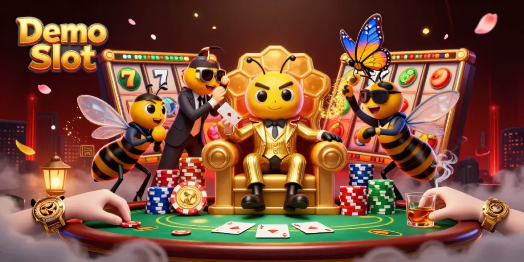 Experience thrilling Demo Slot gameplay with vibrant visuals in an engaging gambling scene