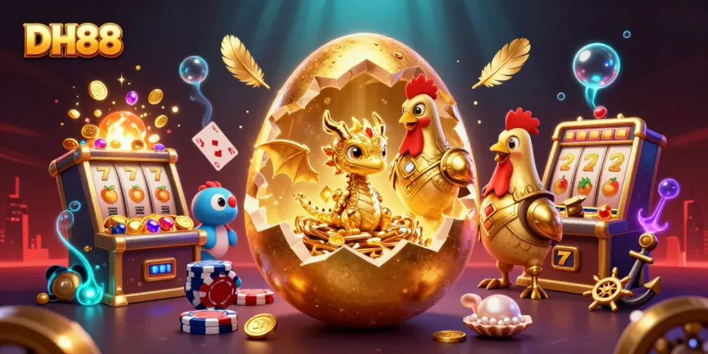 Engage with DH88’s thrilling slots featuring a golden dragon and dynamic gambling elements.