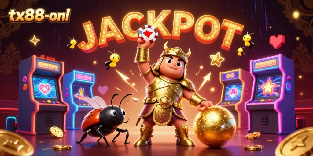 Experience thrilling gaming moments at tx88-onl with a vibrant casino-themed illustration.
