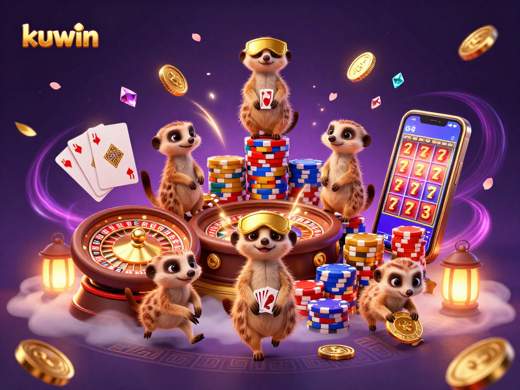 Experience thrilling gameplay with kuwin as meerkats run an exciting casino operation filled with golden coins and roulette.