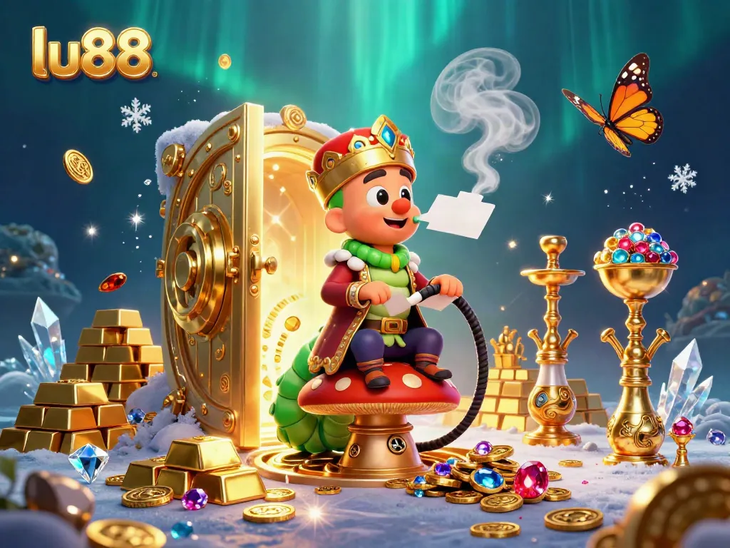 Experience thrilling bets at lu88 with a vibrant illustration of a whimsical casino scene filled with treasures.
