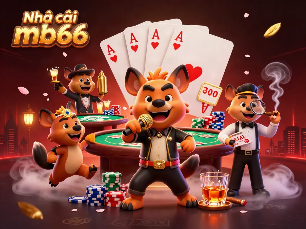 Join the laughter and excitement at Nhà cái mb66, where cartoon hyenas entertain in a vibrant casino.