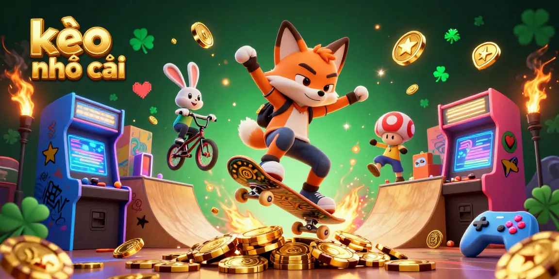 Experience kèo nhà cái excitement with vibrant casino characters, 3D arcade elements, and dynamic gaming action.