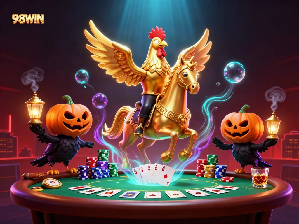 98WIN brings excitement to gamblers with a dynamic scene featuring compelling casino characters and game elements.