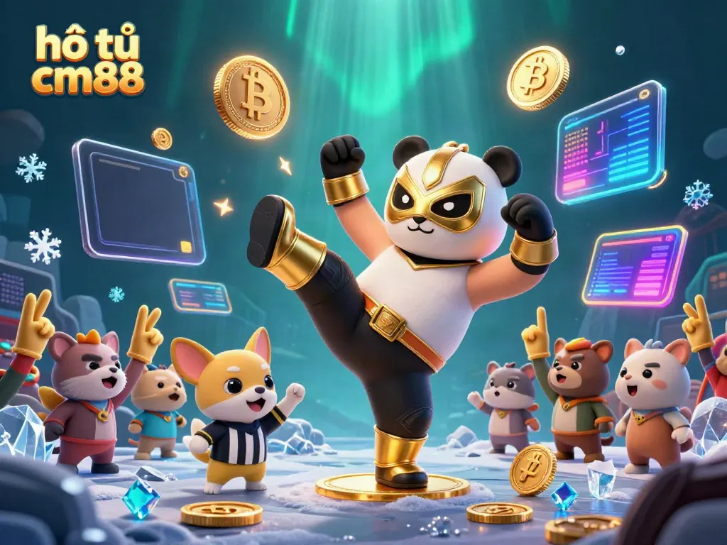 Engage with the lively scene showcasing hổ trợ cm88 featuring animated characters in a casino setting.