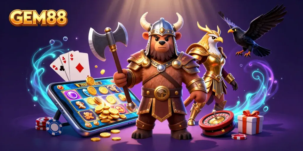 Experience GEM88 with exciting games featuring gold coins and dynamic slot reels for all players.