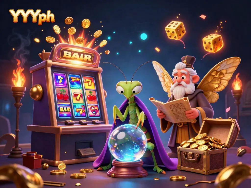 Experience the thrill of YYYph with a vibrant 3D scene of fortune tellers and casino elements bursting with action.