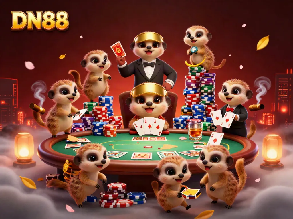 Engage with DN88 for immersive casino thrills featuring meerkats in vibrant 3D action.