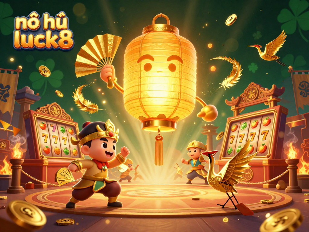 Enjoy nổ hũ luck8 with thrilling slot gameplay featuring golden lantern spirit and vibrant casino elements.